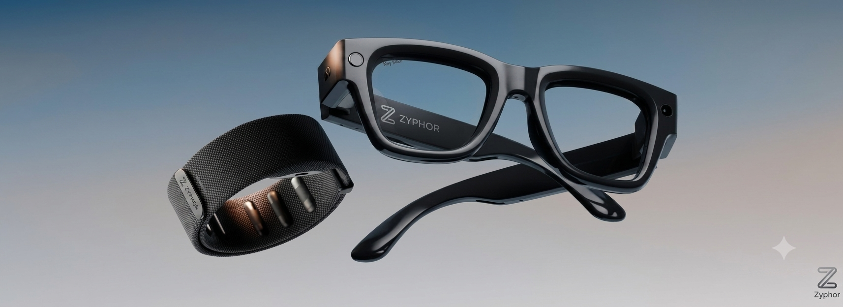 Zyphor smart sunglasses with companion NFC band